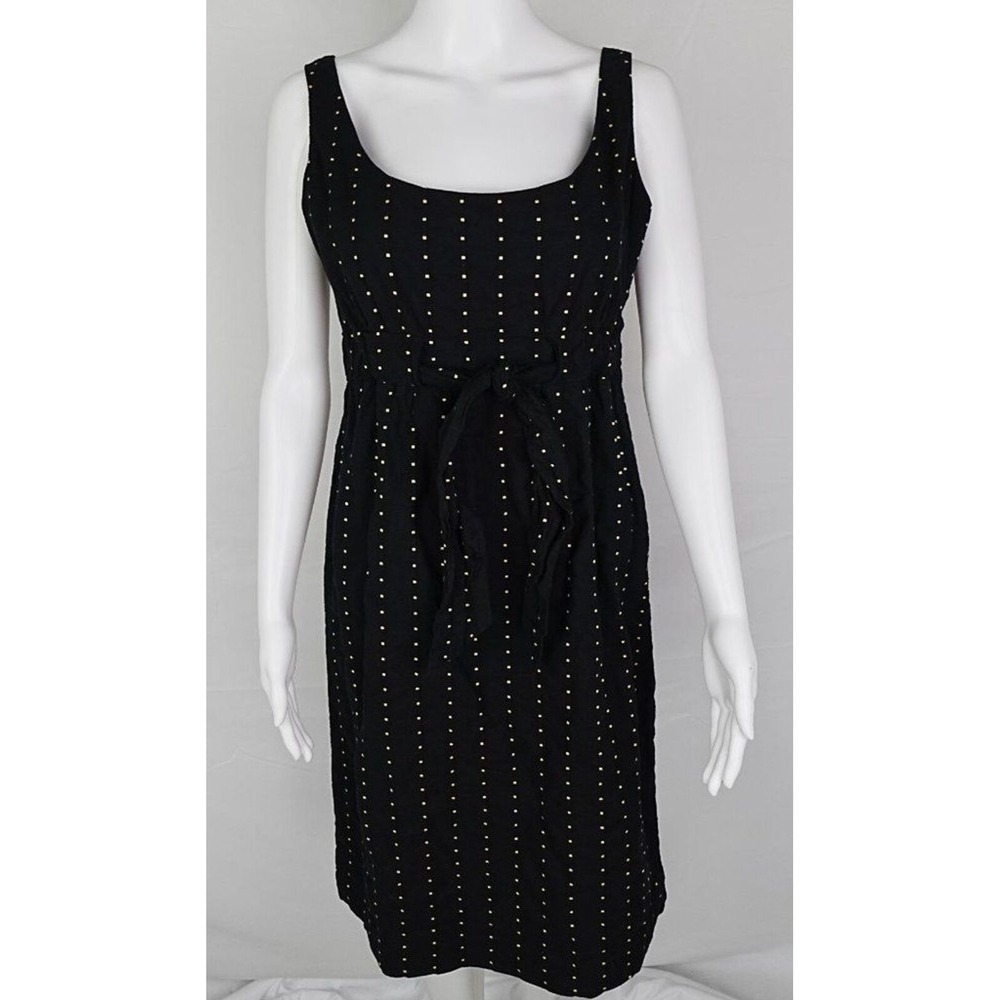 Banana Republic Women's 6 Black Sleeveless Cotton Dress Tie Waist Summer Chic